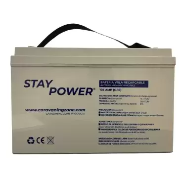 Batería Híbrida/Gel Stay Power 105AH estacionaria, caravanas, autocaravanas y camper.