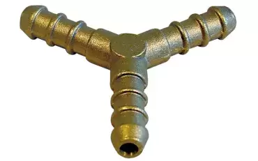 Conector en forma de Y metálica para instalaciones de agua y gas de caravanas, autocaravanas y camper.