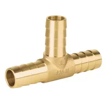 Conector en forma de T metálica para instalaciones de agua y gas de caravanas, autocaravanas y camper.