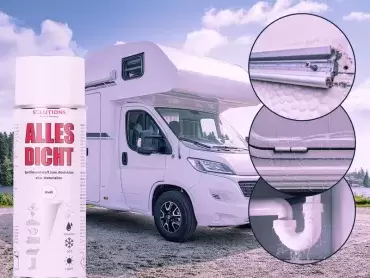 Sellador plástico multiuso milagroso de fugas y entradas de agua en aerosol para caravanas, autocaravanas y camper.