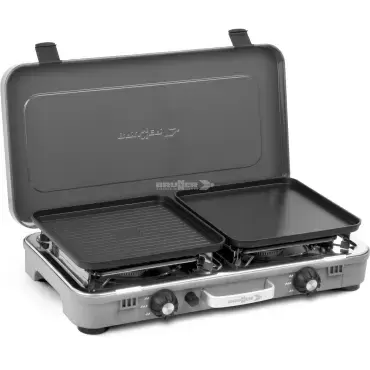 Cocina de 2 fuegos Con plancha de gas Brunner Devil Kookmaster  para caravanas, autocaravanas y camper.