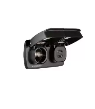 Toma de corriente dual USB-C y de 12 V SCANSTRUT con tapa de protección para caravanas, autocaravanas, camper y 4x4 overland.