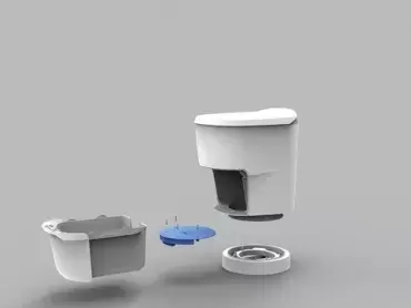 WC Clesana C1,  inodoro sin agua con base redonda para primera instalación.