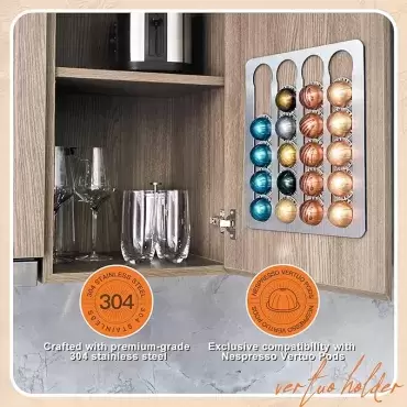Soporte acero inoxidable para cápsulas de cafeteras Nespresso, caravanas, autocaravanas y camper.