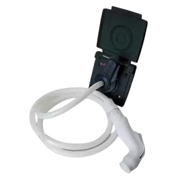 Toma exterior para ducha tapa negra con regulación de la temperatura del agua tipo monomando, todos los accesorios incluidos.