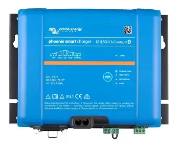 Cargador de Baterías Victron Energy Smart IP43 Charger 12/50 (1+1) 120/240V, autocaravanas y camper.