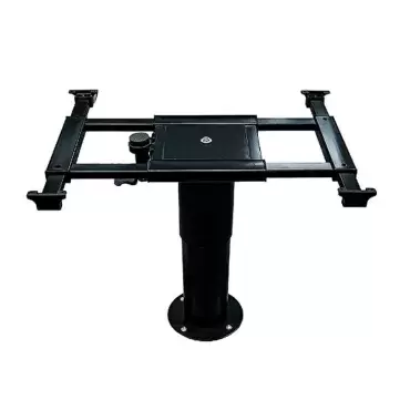 Pie de mesa eléctrico telescópico negro deslizante en 4 direcciones y 360º giratorio con pie redondo para caravanas, autocaravanas y camper.