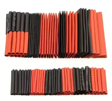 Funda termoretractil roja + negra en pack de 254 piezas cortadas, para instaslaciones en caravanas, autocaravanas y camper.