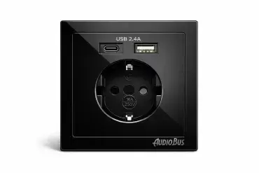 Toma Shuko con 1 conectores USB+ 1 tipo C, ideal para  caravanas, autocaravanas y camper.