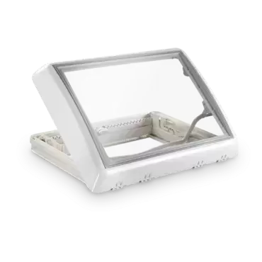 Claraboya Midi Heki Style palanca 700x500 contorno BLANCA para autocaravanas y camper.