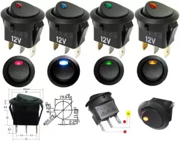 Interruptor redondo con led NARANJA multiples funciones caravana autocaravana camper