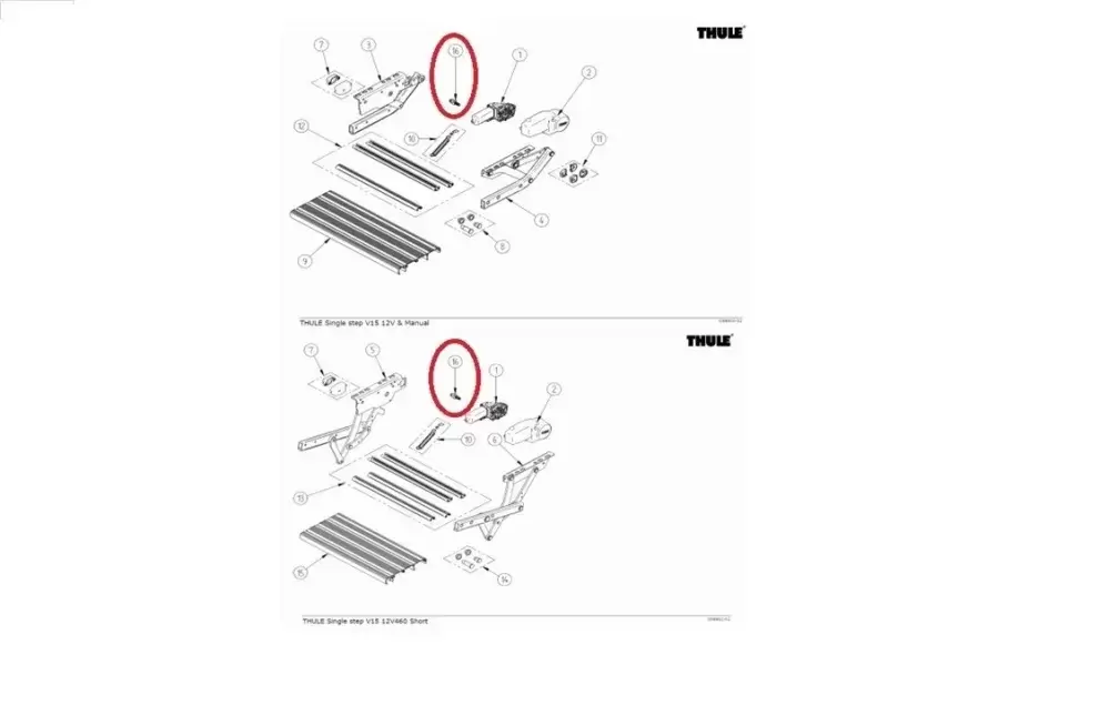 Recambio tornillo engranaje eje de motor para peldaño eléctrico Thule para autocaravana, caravana y camper