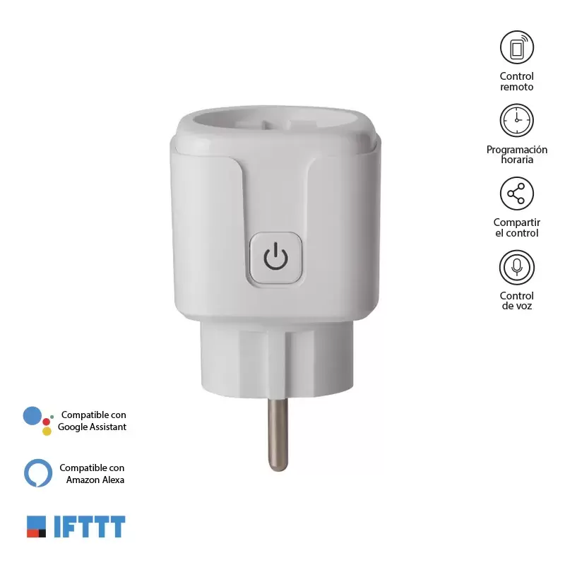 Enchufe Schuko inteligente con Wifi, 16 AH, Multiples aplicaciones