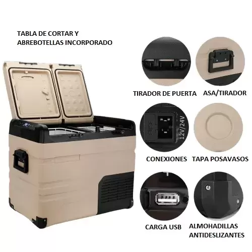 Nevera congelador EZA 25 Litros carcasa metálica compresor 12V +