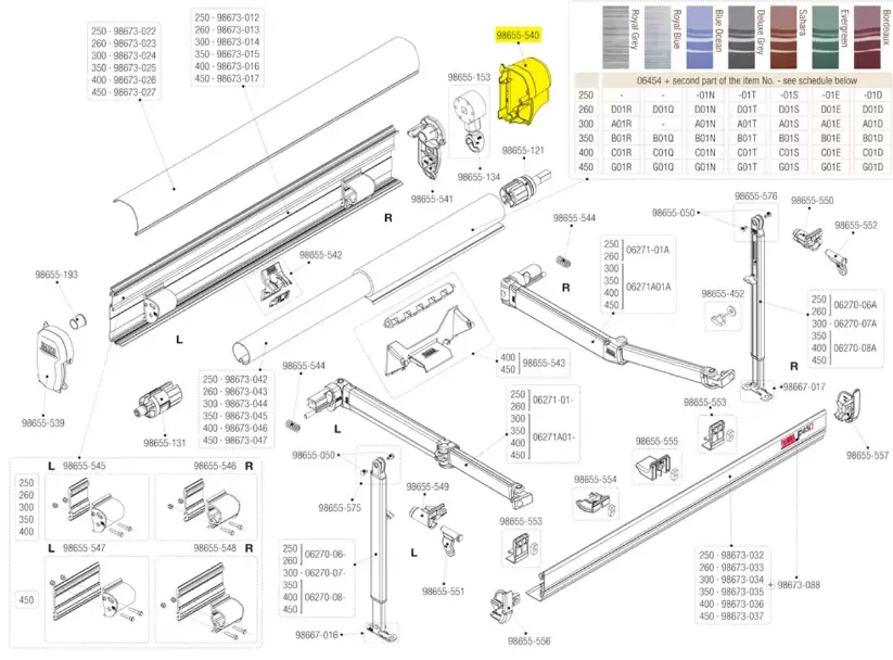 Tapa lateral derecha toldo Fiamma F45 S polar 300-350 para caravanas y autocaravanas.