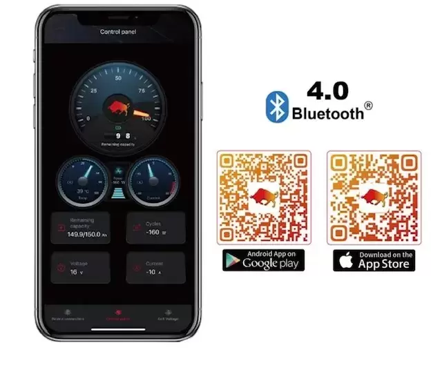 Batería de Litio bajo asiento 200Ah 12.8V LiFePO4 Smart BMS con Bluetooth para Autocaravana y camper. Dimensiones (L x W x H) mm: 357 * 338 * 152mm