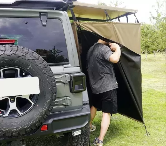 Cabina Ducha pórtatil plegable con luz Led y suelo rígido de PVC para camper y 4x4 overland.