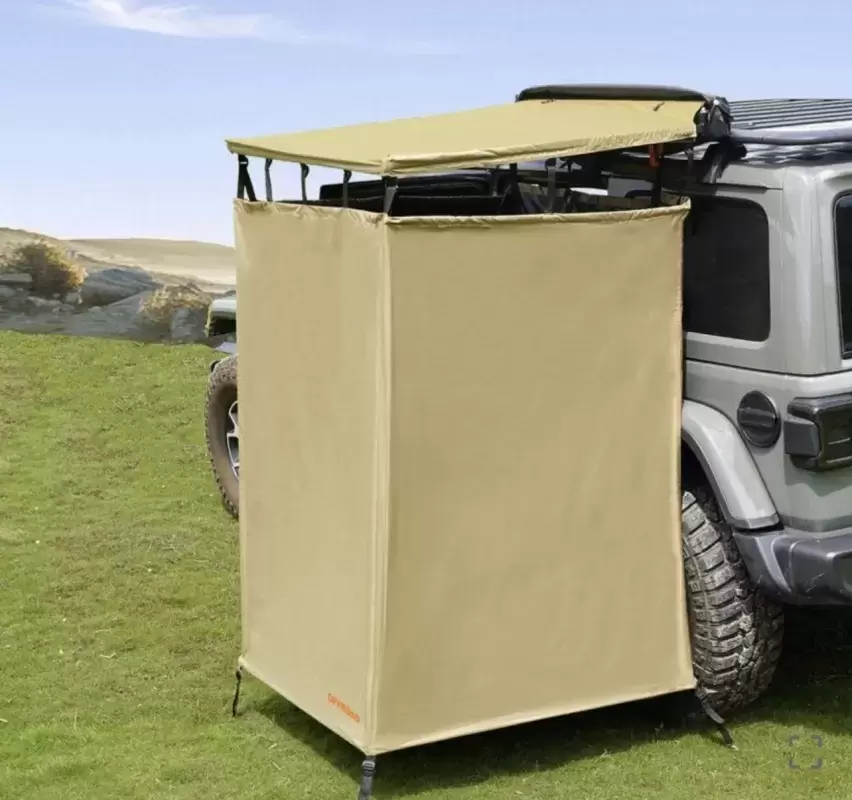Cabina Ducha pórtatil plegable con luz Led y suelo rígido de PVC para camper y 4x4 overland.