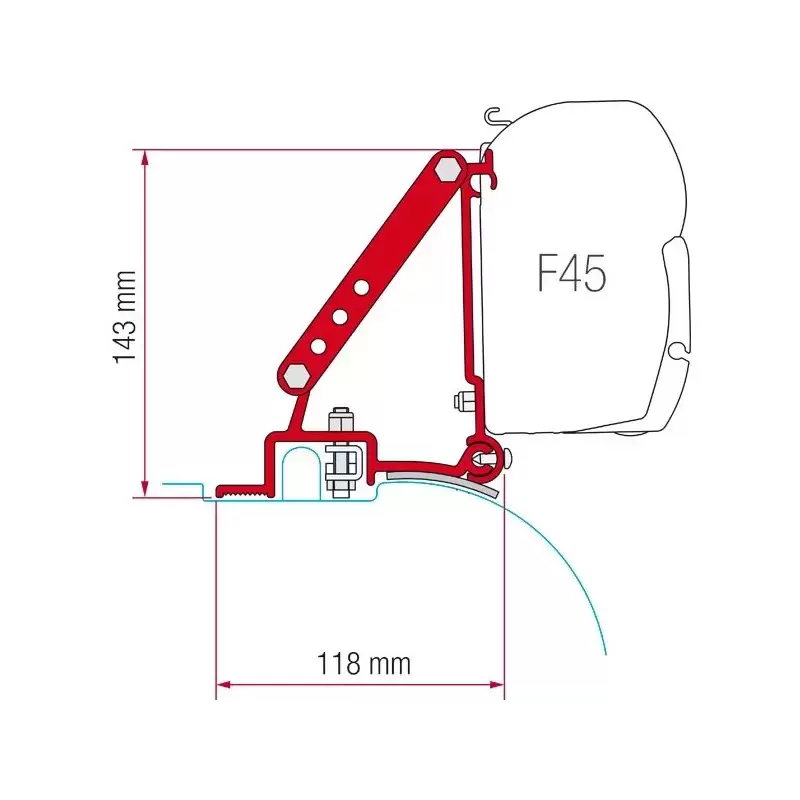 Kit 2 soportes fijación toldo F45 Y F7O para Fiat Ducato, Citroen Jumper y Peugeot Boxer