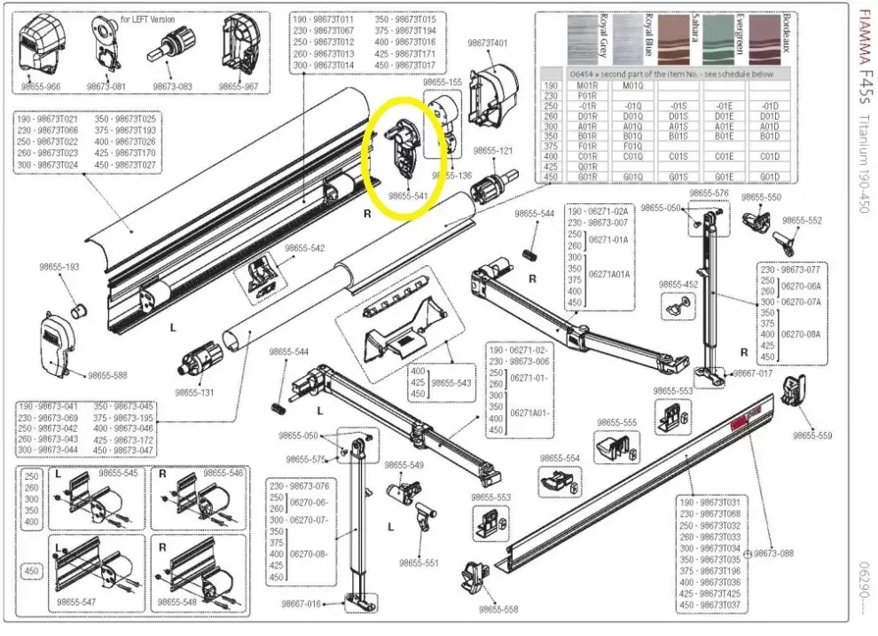 Contratapa lateral derecha toldo Fiamma F45 S para caravanas y autocaravanas.