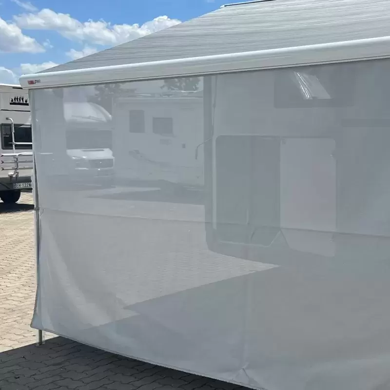 Toldo frontal cortavientos microperforado 450x180 cm con guía 4.5 metros caravana, autocaravana y camper