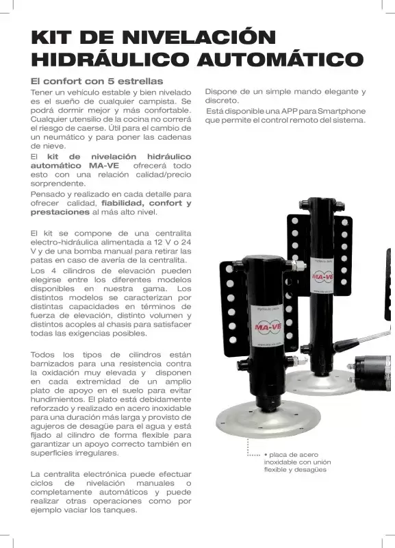 Patas hidraulicas autonivelantes MAVE autocaravana