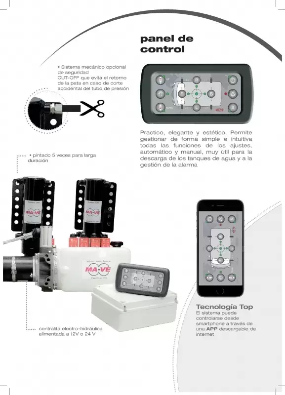 Patas hidraulicas autonivelantes MAVE autocaravana