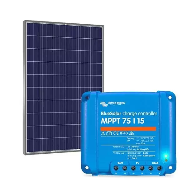 Kit solar 280W Policristalino con Regulador Victron Energy MPPT 15AH caravana  autocaravana camper - Ref. 04949+00288