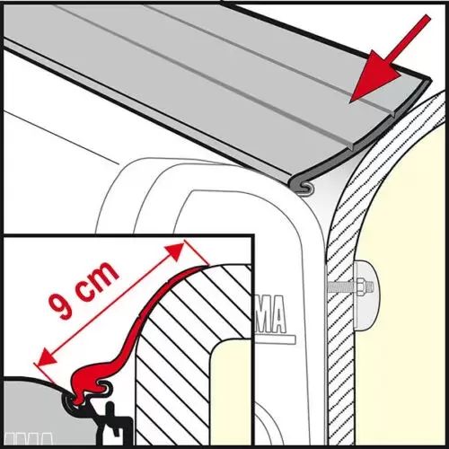 Goma perfil Raind Guard L para toldos de caravanas y autocaravanas.