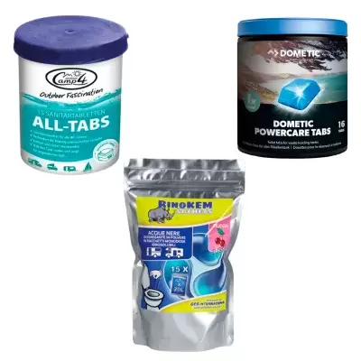 productos para el wc baño en bolsitas autocaravana